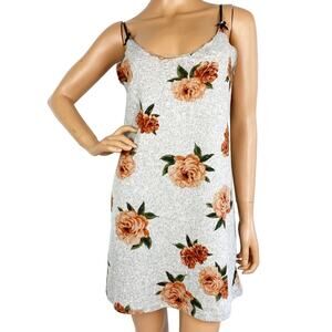 Blue Moon Pink Star gray peach floral SLEEPWEAR knit chemise gown size M new $34